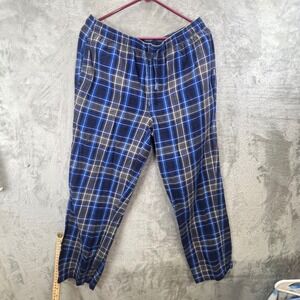 Eddie Bauer Mens M Blue Plaid Lounge Pajama Pants Elastic Drawstring Pockets
